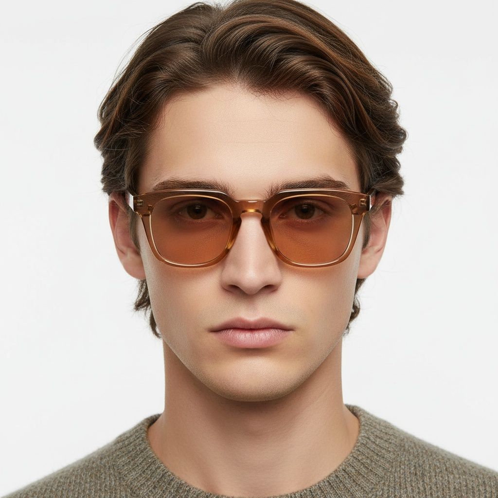 Occhiali da sole rettangolari in plastica marrone #BS2503-0236