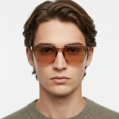 Occhiali da sole rettangolari in plastica marrone #BS2503-0236