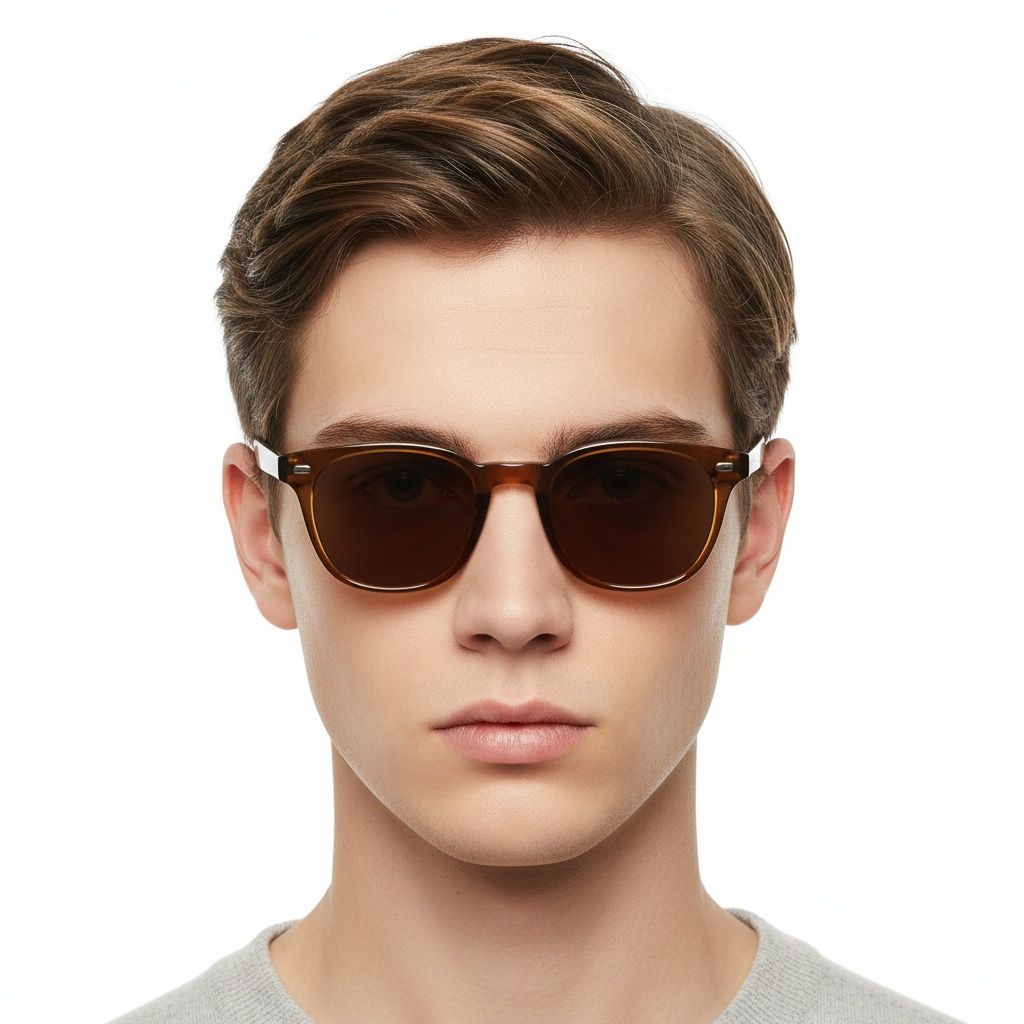 Rectangular Brown Plastic Sunglasses #BS2503-0245