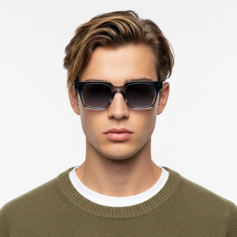 Rectangular Grey Plastic Sunglasses #BS2503-0256