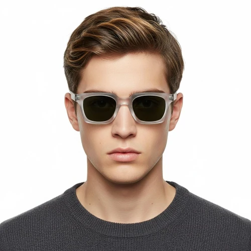 Rectangular Transparent Plastic Sunglasses #BS2503-0259