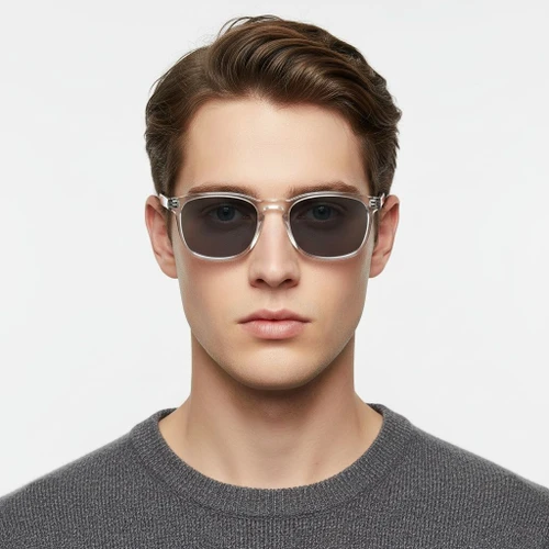 Rectangular Transparent Plastic Sunglasses #BS2503-0271
