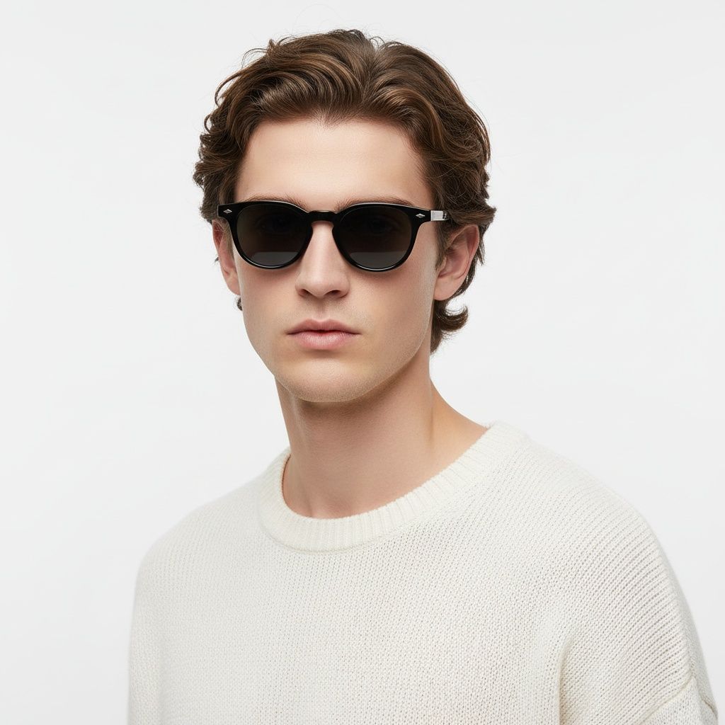 Oval Black Plastic Sunglasses #BS2503-0340