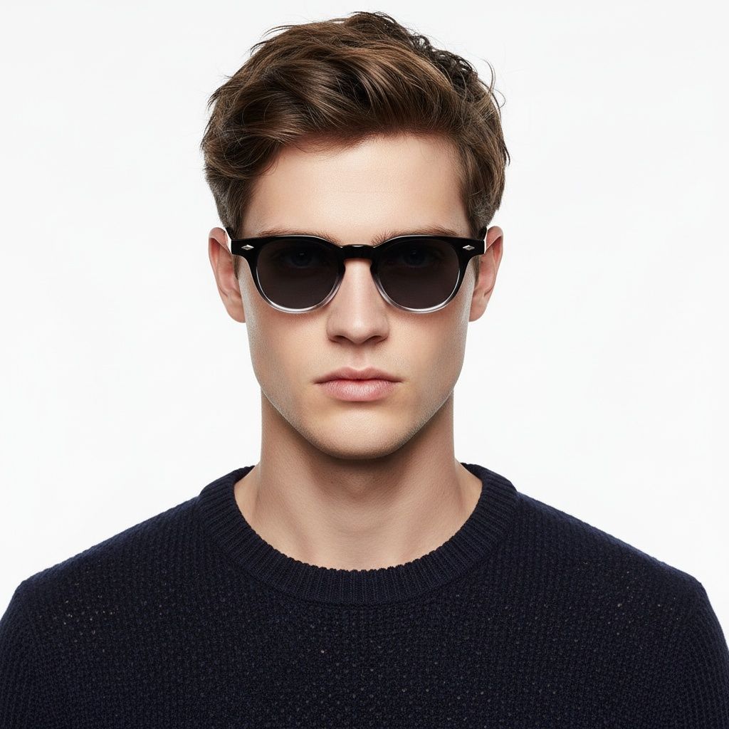 Lunettes de soleil ovales en plastique noir #BS2503-0341