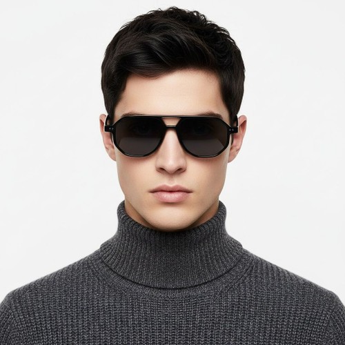 Aviator Black Plastic Sunglasses #BS2503-0347