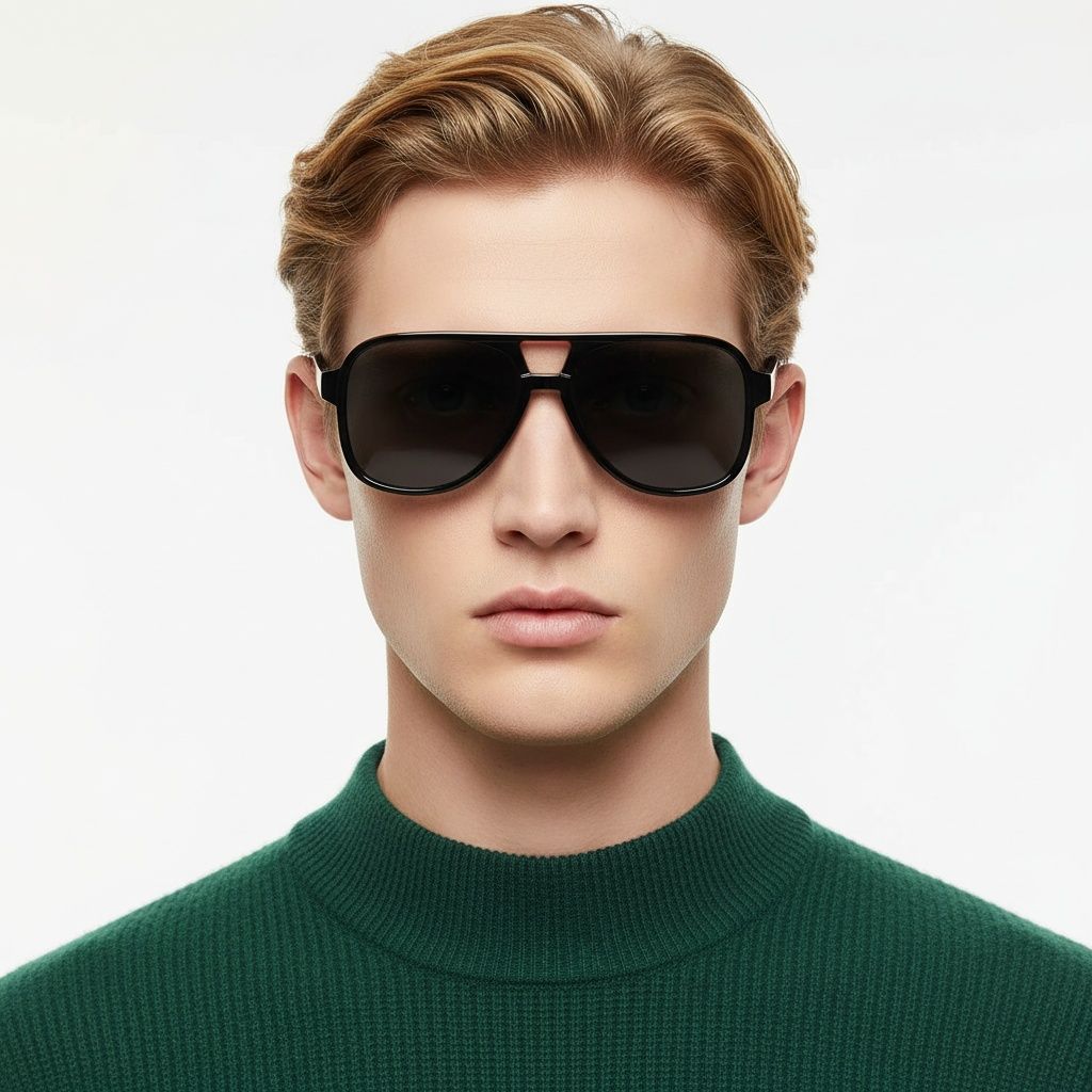 Aviator Black Plastic Sunglasses #BS2503-0353