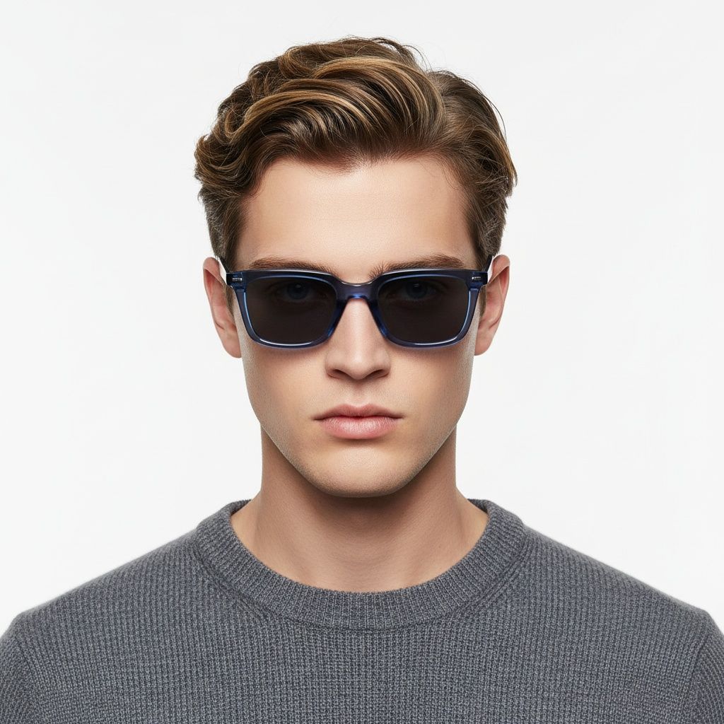 Rectangular Blue Plastic Sunglasses #BS2503-0398