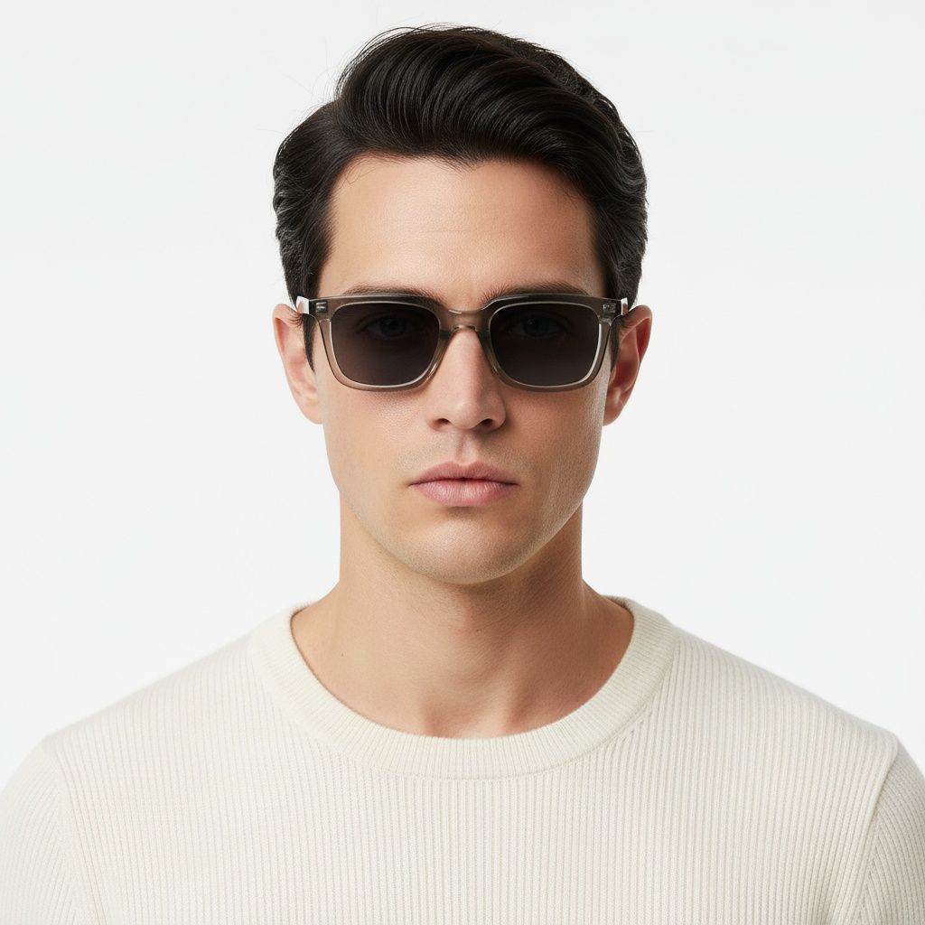 Rectangular Grey Plastic Sunglasses #BS2503-0400