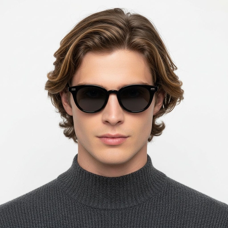 Oval Black Plastic Sunglasses #BS2503-0407