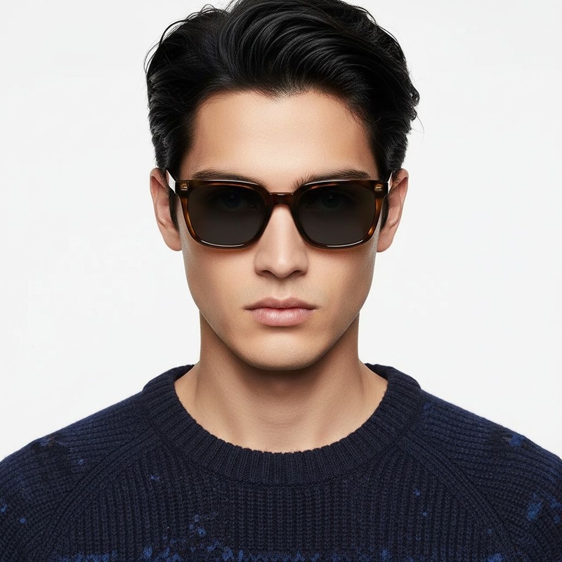 Rectangular Tortoiseshell Plastic Sunglasses #BS2503-0442