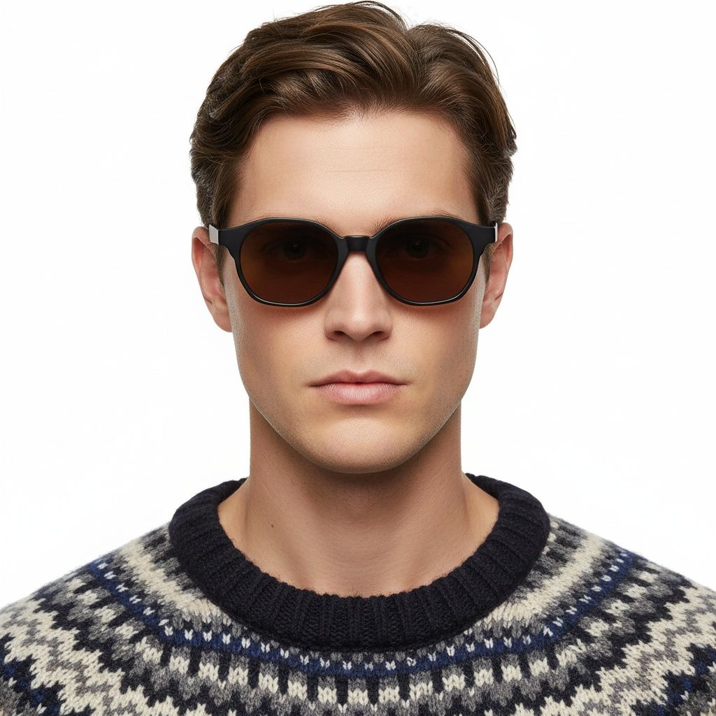 Gafas de sol geométricas de plástico negro #BS2503-0446