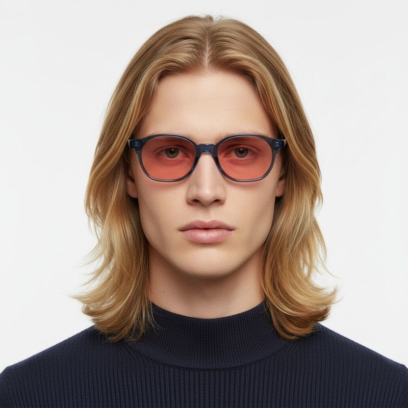 Geometric Blue Plastic Sunglasses #BS2503-0449