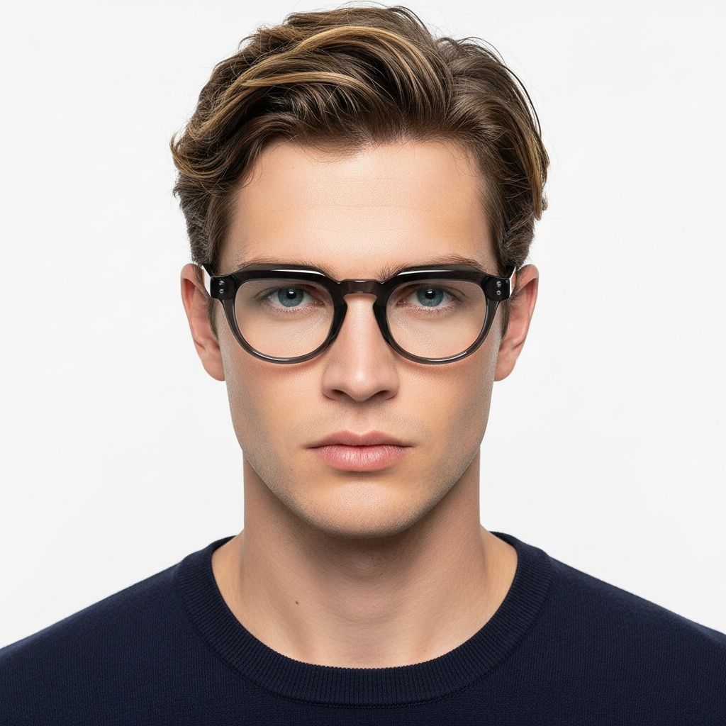Oval Grey Acetate Glasses #BS0522-0036