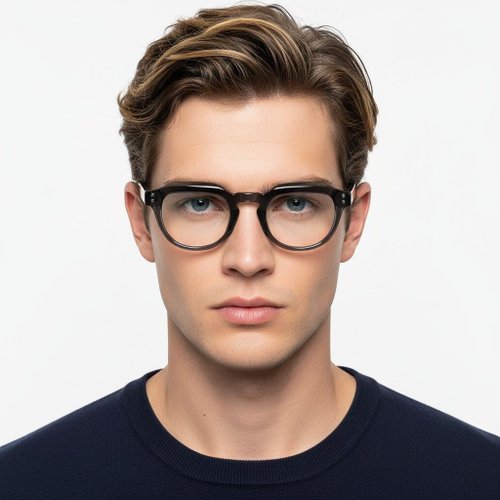 Lunettes ovales en acétate gris #BS0522-0036