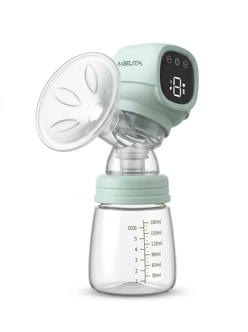 Tiralatte elettrico senza fili MISUTA, portatile, a mani libere, con modalità massaggio delicato ed estrazione, biberon da 180 ml.