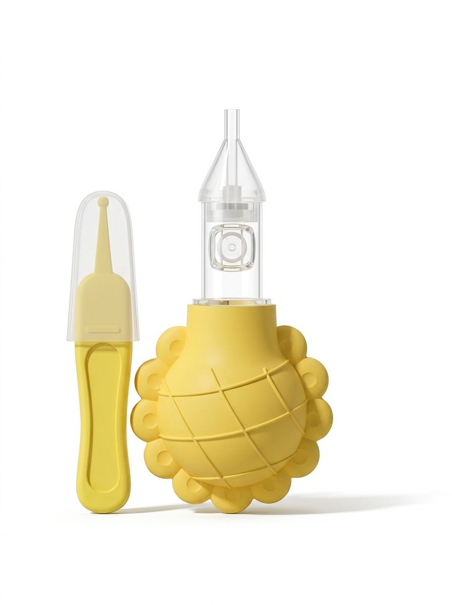 MISUTA Aspiratore nasale manuale per neonati, in morbido silicone senza BPA con valvola anti-riflusso, ideale per neonati e bambini piccoli.