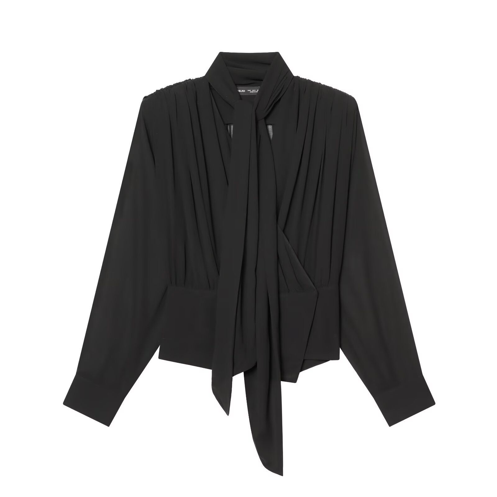 Blusa de gasa elegante con drapeado KUN-00037