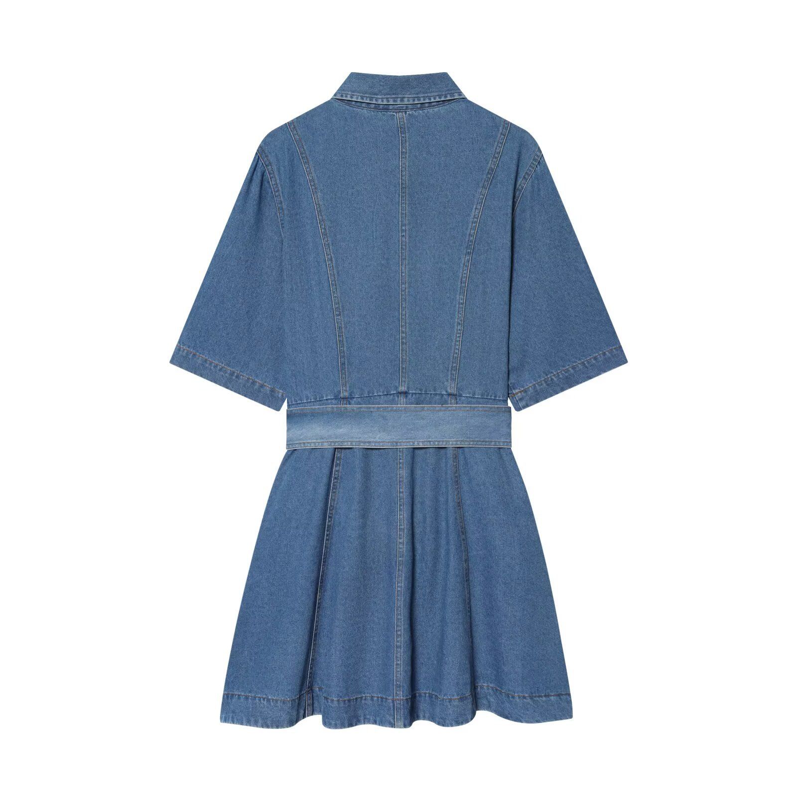 Vestido camisero vaquero - Estilo western moderno KUN-00115