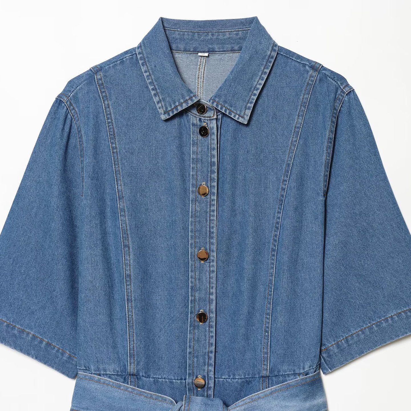 Vestido camisero vaquero - Estilo western moderno KUN-00115