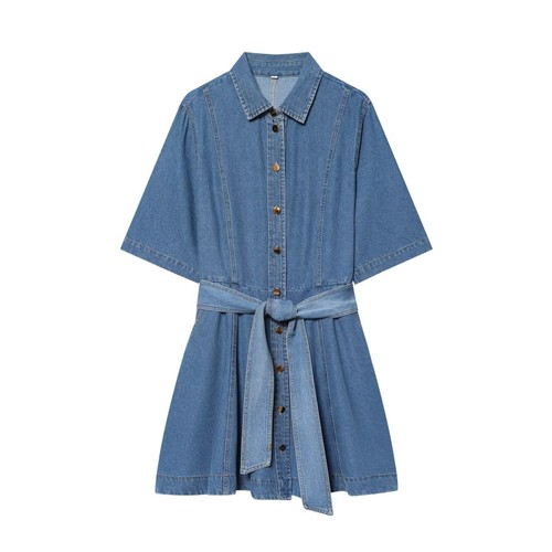 Denim Shirt Dress - Trendy Western Style KUN-00115
