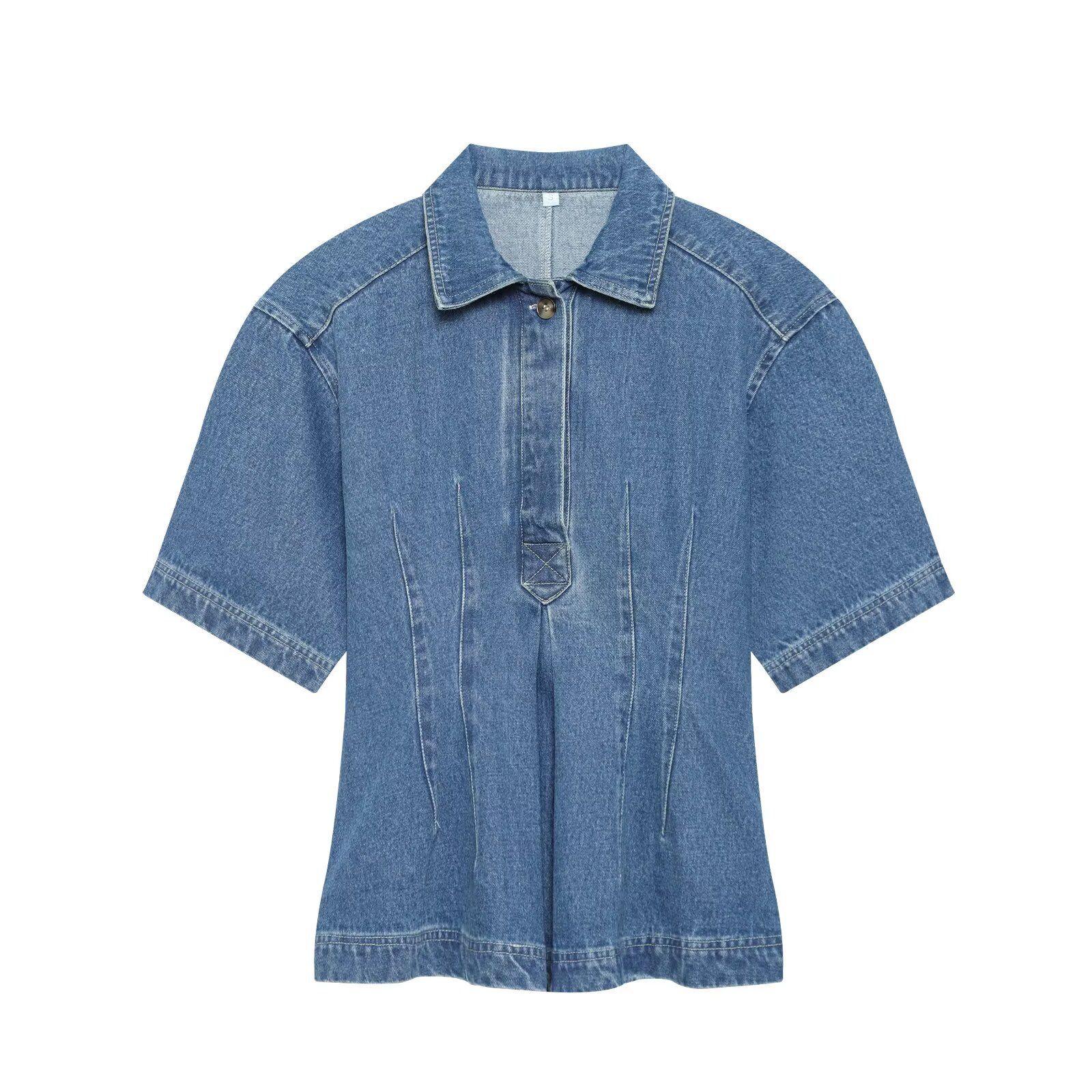 Denim Shirt Slim Fit Fashionable Women's Top KUN-00006