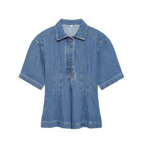 Denim Shirt Slim Fit Fashionable Women's Top KUN-00006