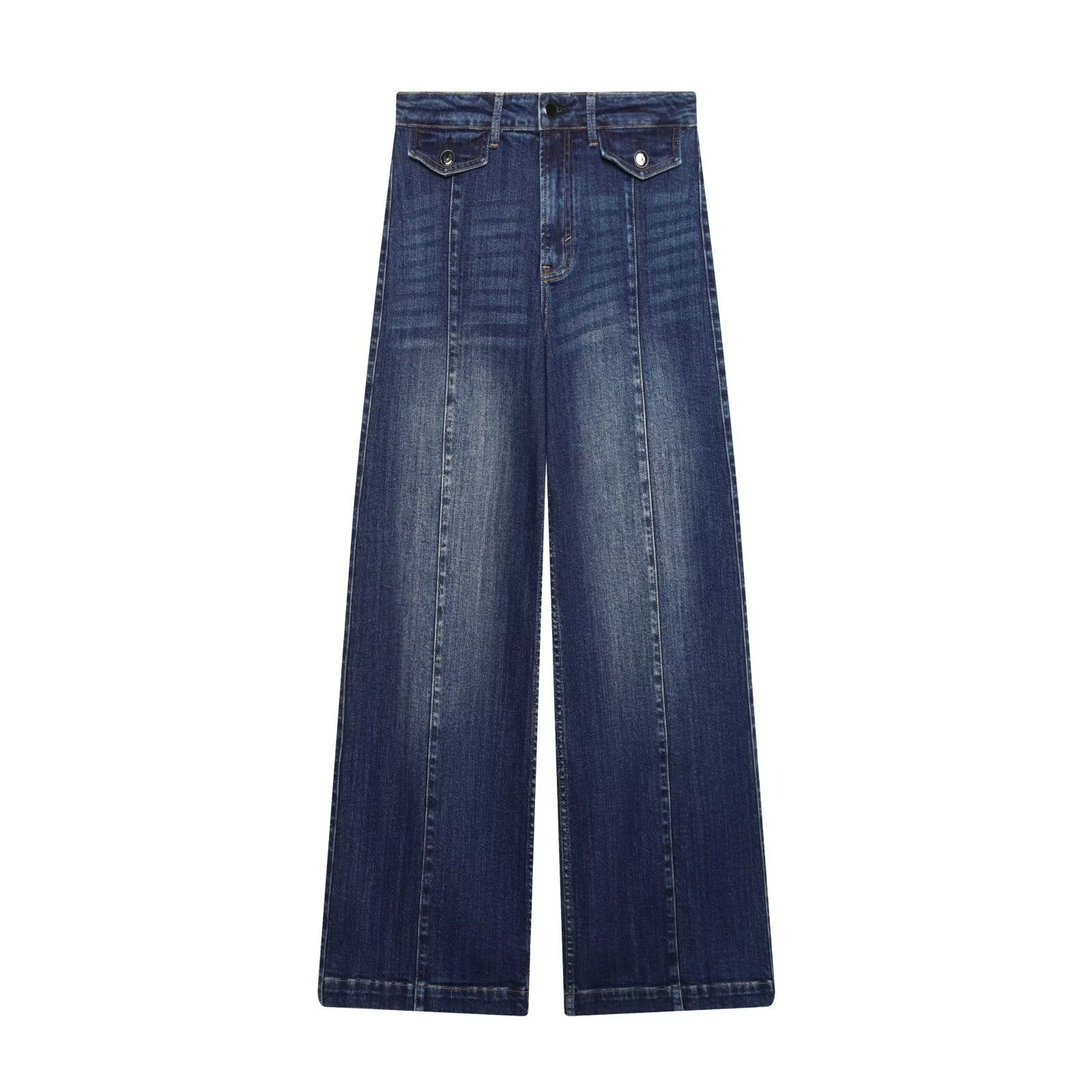 Jeans in denim a vita alta e gamba larga - Classico e versatile KUN-00005