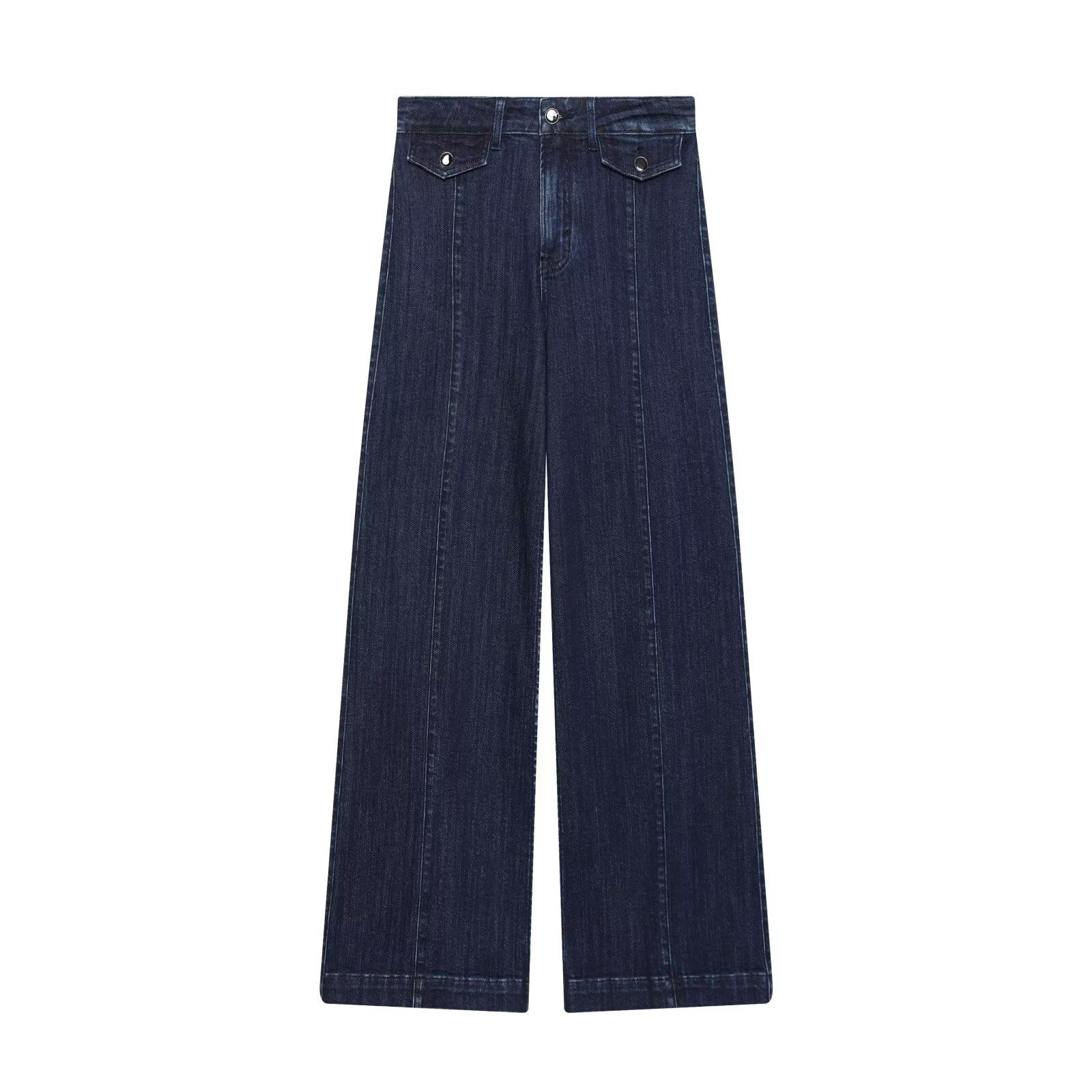 High Waist Wide Leg Denim Jeans - Classic Versatile KUN-00005