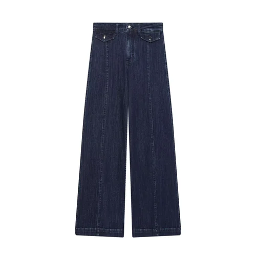Jean en denim taille haute à jambes larges - Classique et polyvalent KUN-00005