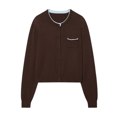 Cárdigan de punto con patchwork - Prenda exterior informal de estilo europeo KUN-00099