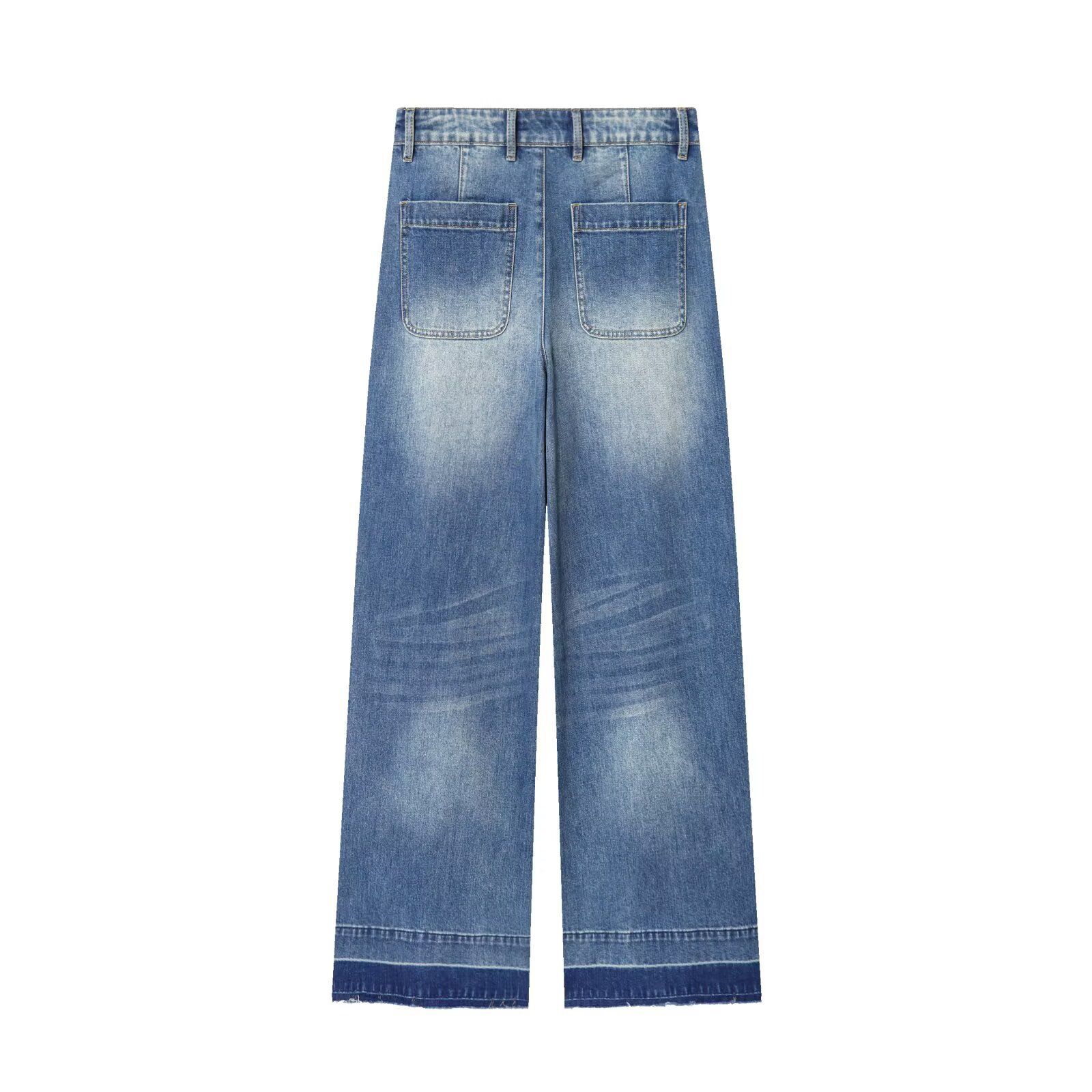 High Waist Wide Leg Jeans - Classic Denim KUN-00007