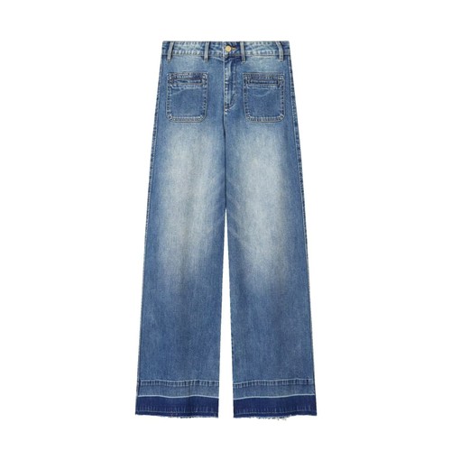 High Waist Wide Leg Jeans - Classic Denim KUN-00007