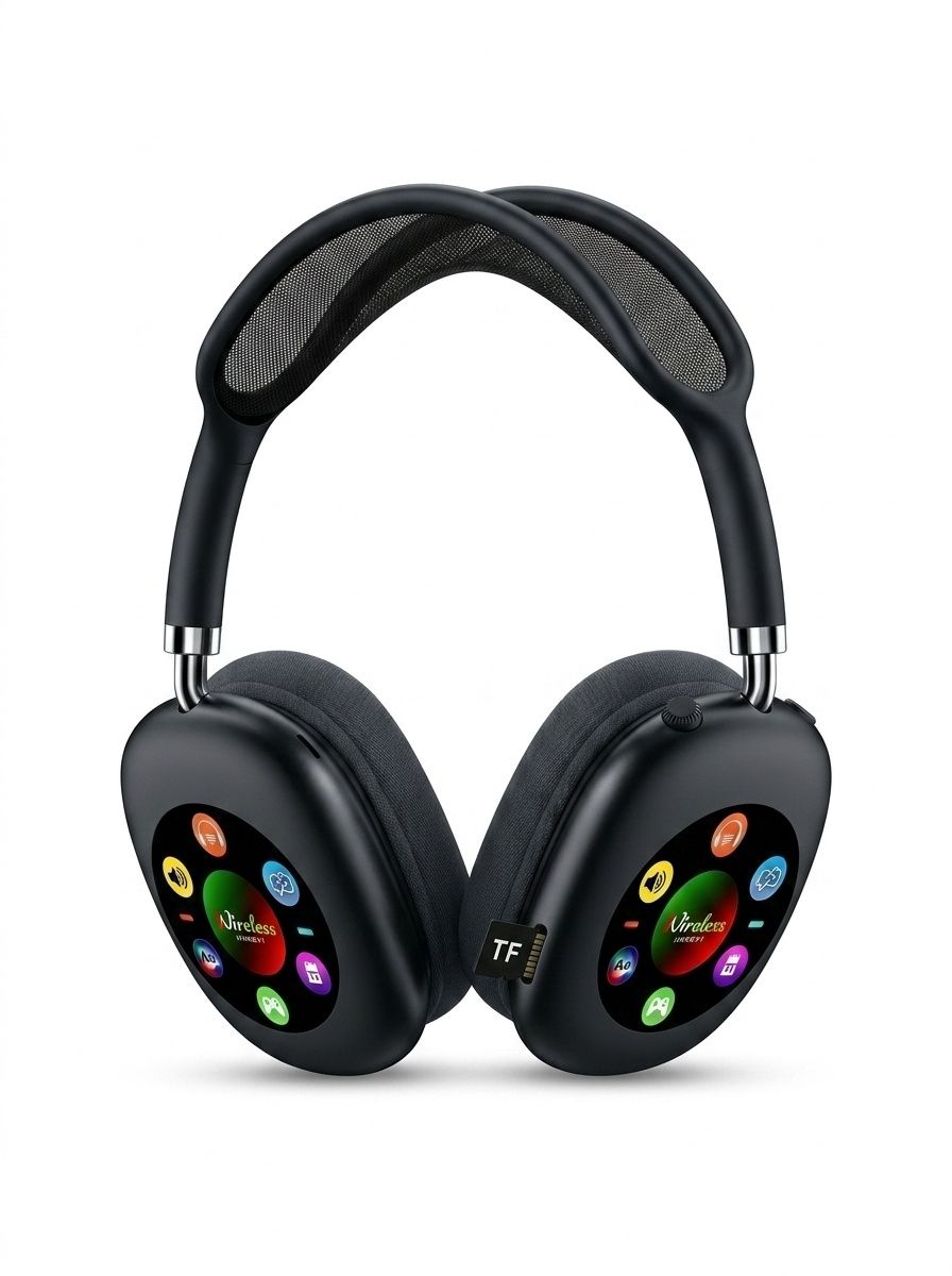 Smart Wireless Bluetooth Headphones with RGB Digital Display & Card Reader - AKZ 619
