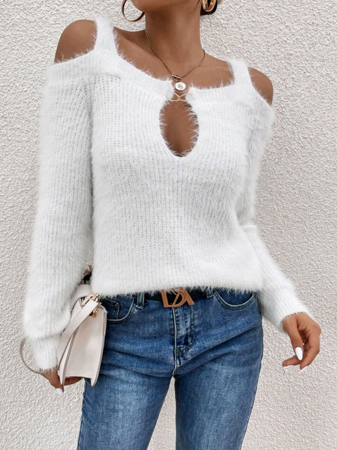 Knitted Off Shoulder Sweater Spring Autumn Winter SSU-00018