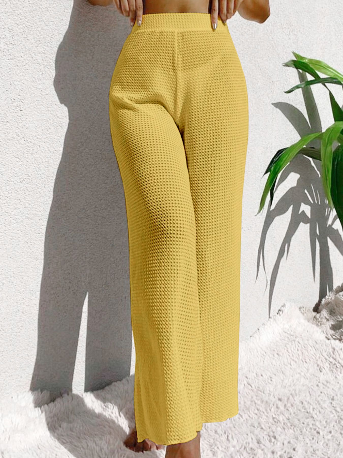 Knit Beach Pants Long Hollow Summer Resort Trousers