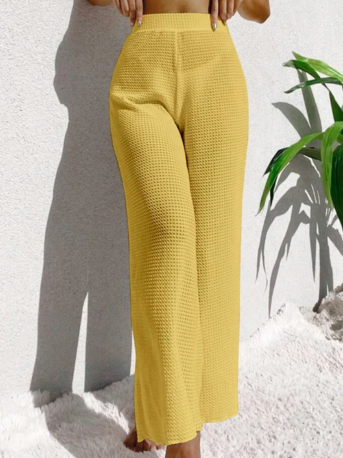 Knit Beach Pants Long Hollow Summer Resort Trousers