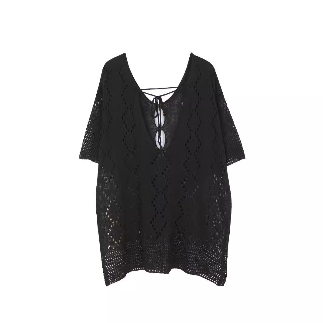 Summer Casual Loose Knit Beach Cover Up Midi Dress