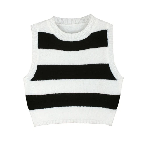Knitted Tank Top Women's Sleeveless Round Neck Crop Casual Summer SSU-00026