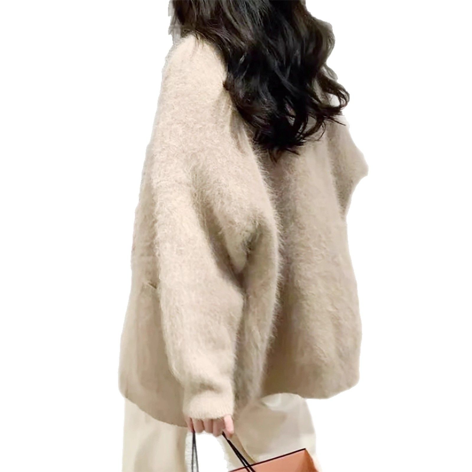 Knitted Cardigan Women's Spring Autumn Outerwear with Pockets