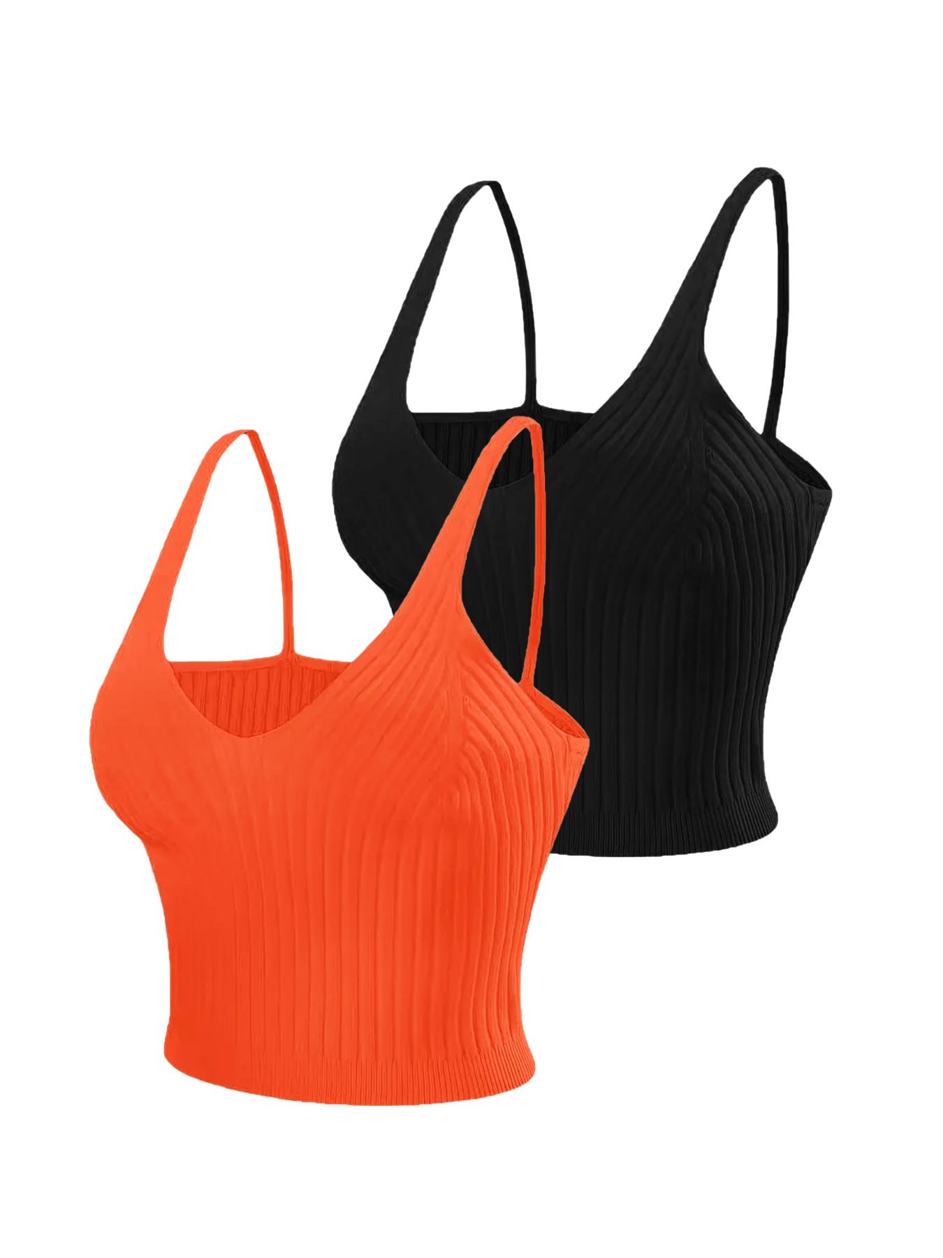 Satin Cami Top Set - Sexy V Neck Sleeveless Crop Top Summer SSU-00005