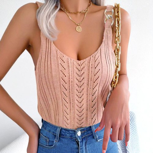 Strick-Cami-Top, Sommerpullover mit Lochmuster, SSU-00025