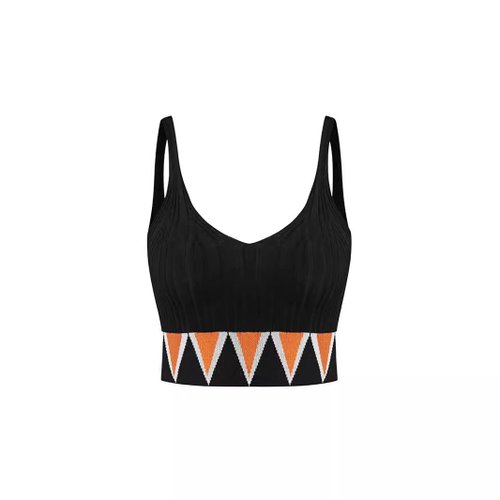 Conjunto de dos piezas de camiseta de tirantes de punto con cuello en V de verano SSU-00006