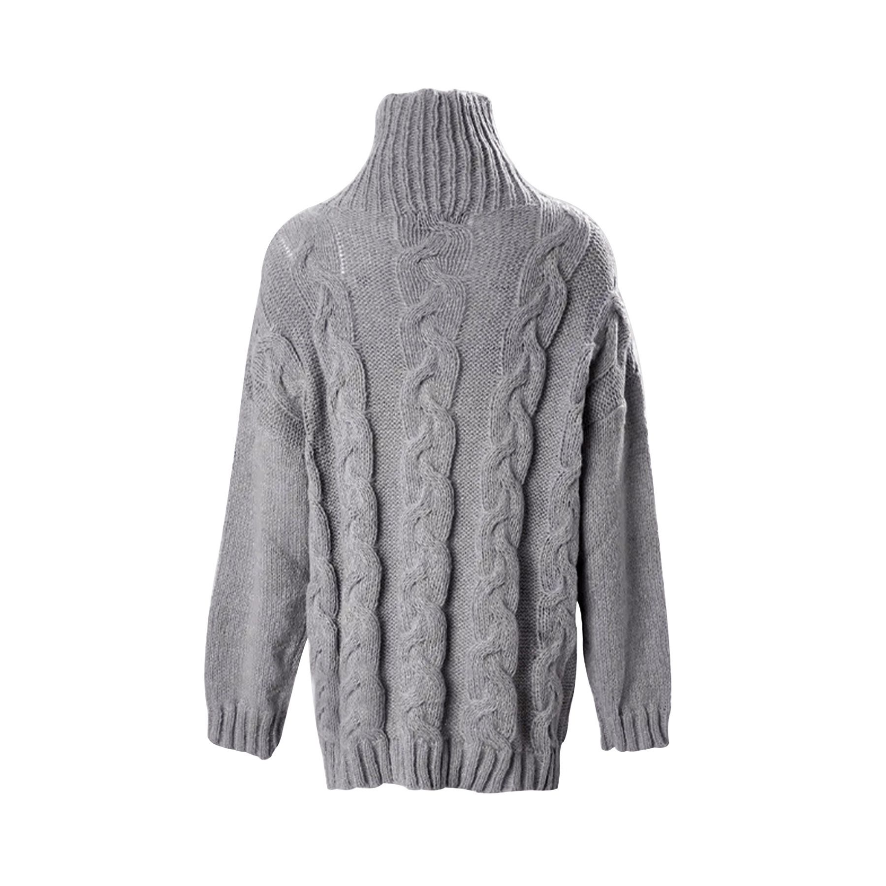 Maglione a collo alto lavorato a maglia con trecce, autunno/primavera SSU-00071