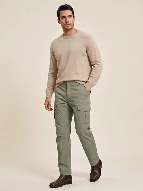 Men's Cargo Trousers with Elastic Waistband
