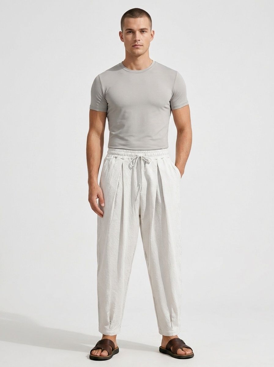 Men's  Drawstring Harem Pants Casual Beach Trousers