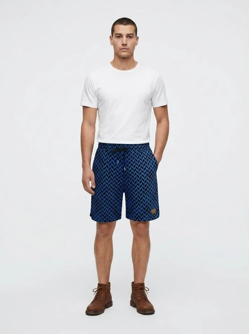 Men's Chevron Print Drawstring Casual Shorts