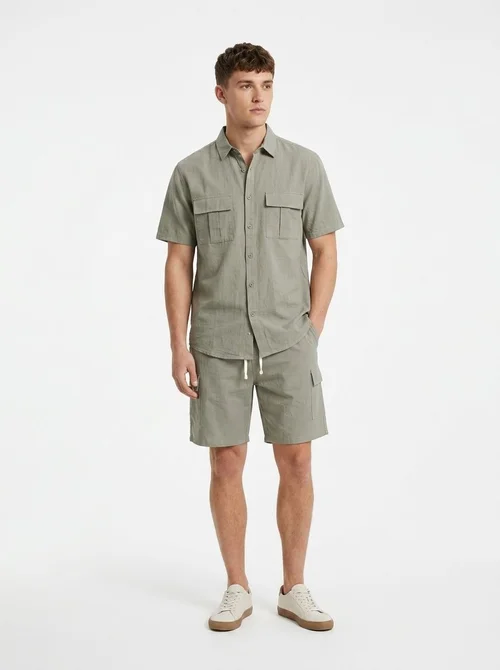 Men's Blend Short Sleeve Shirt & Cargo Shorts Set