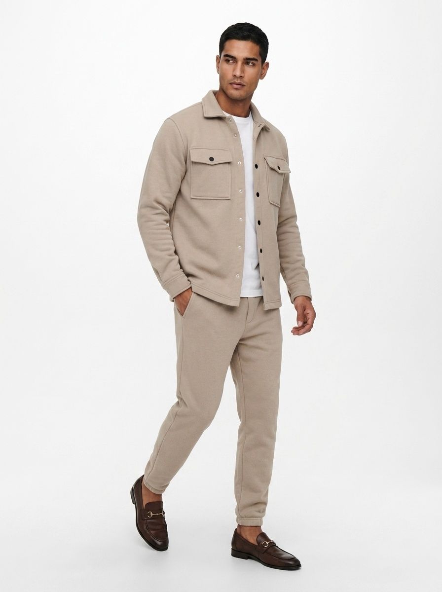 Men's Button-Down Shirt and Jogger Pants Outfit Set