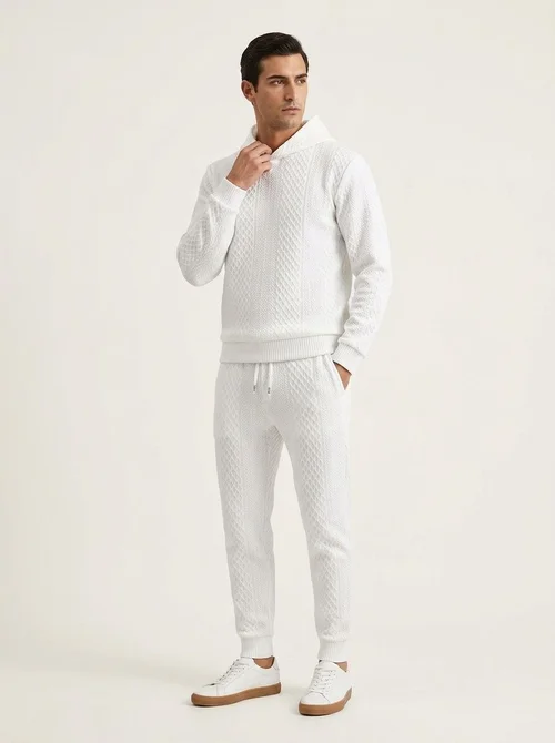 Men's Textured Hooded Sweatshirt and Jogger Set