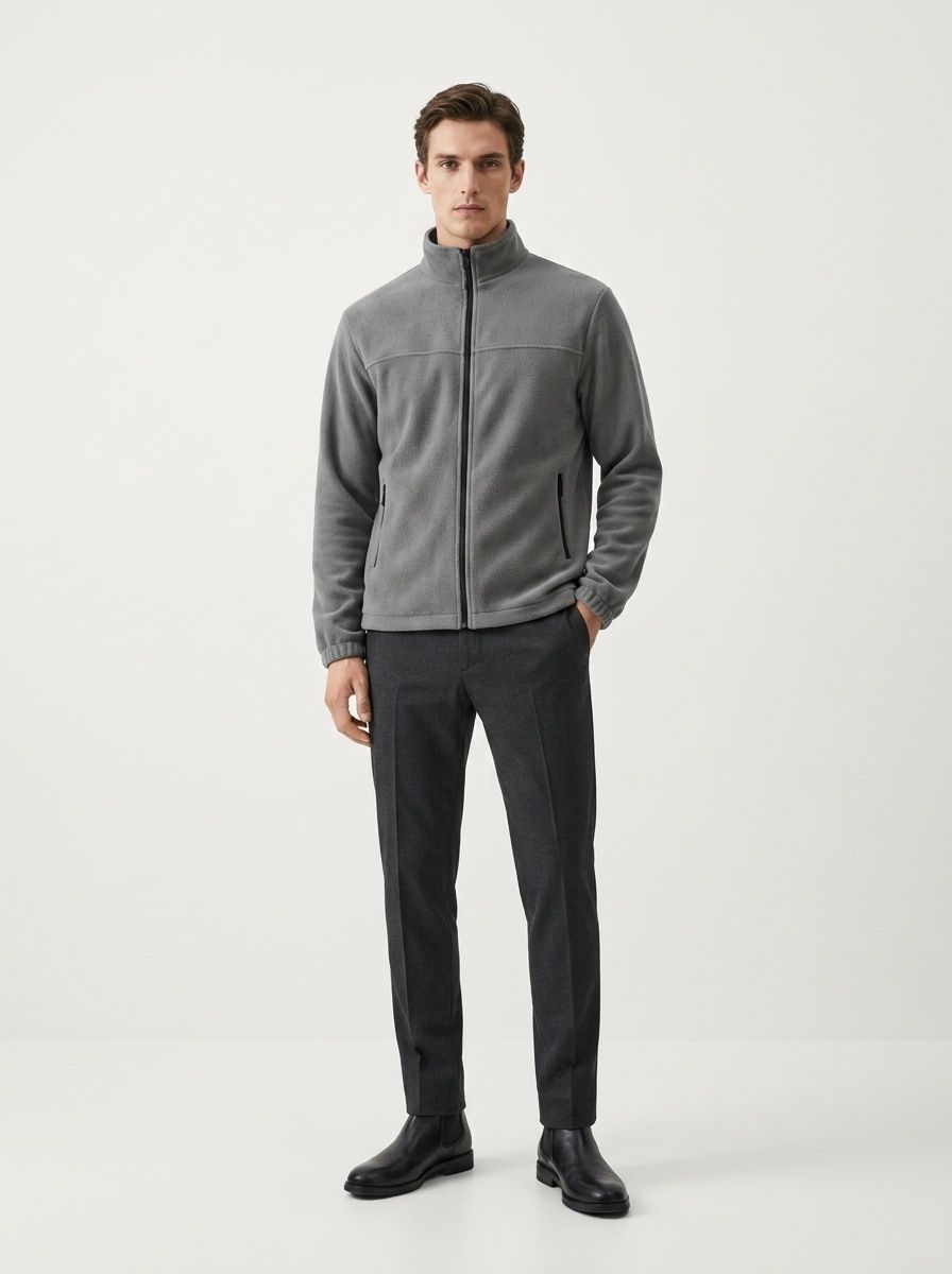 Men's Full-Zip Fleece Stand-Collar Jacket